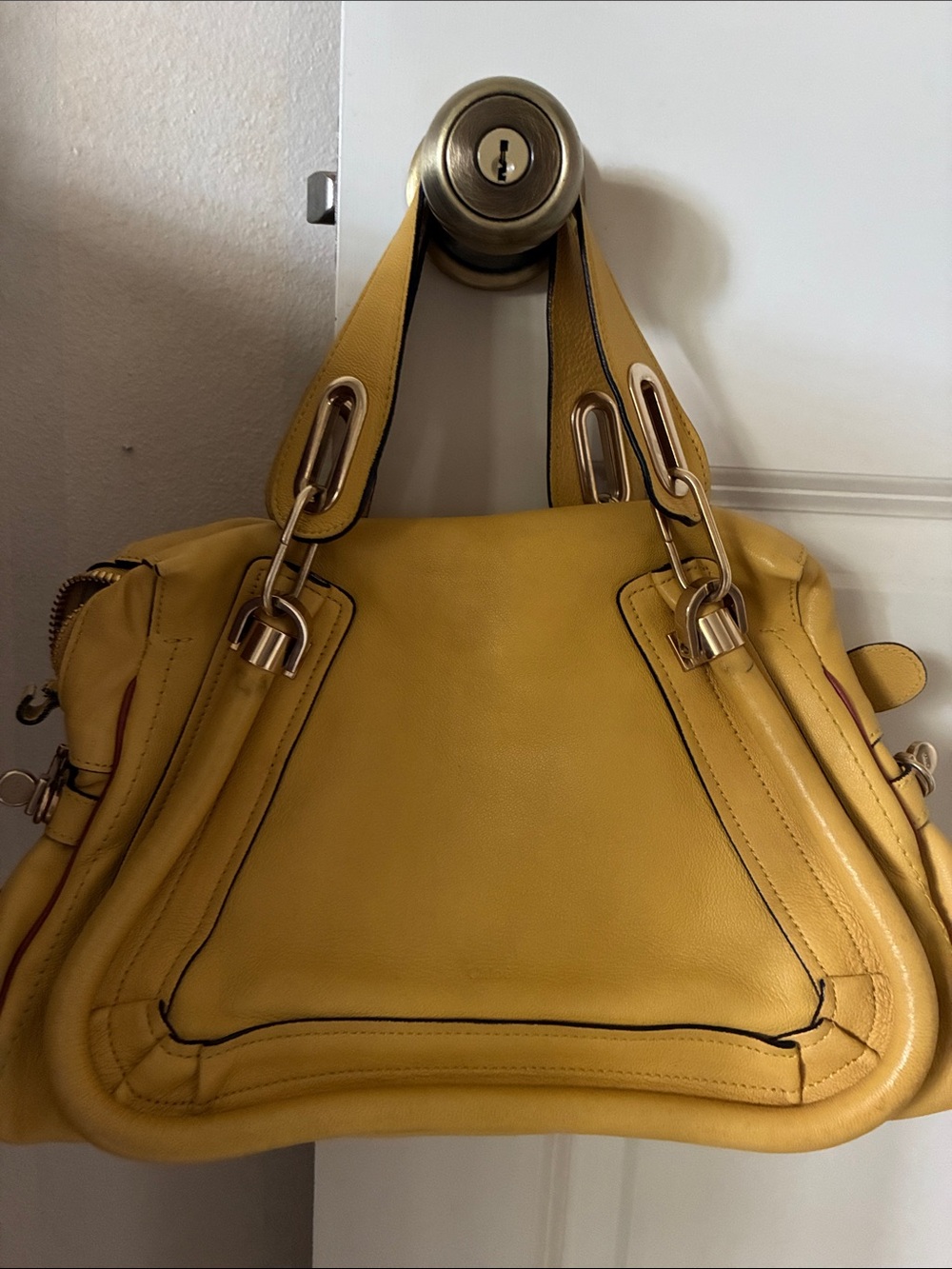 Chloe Paraty Yellow Leather Shoulder Bag - Women's Handbag
